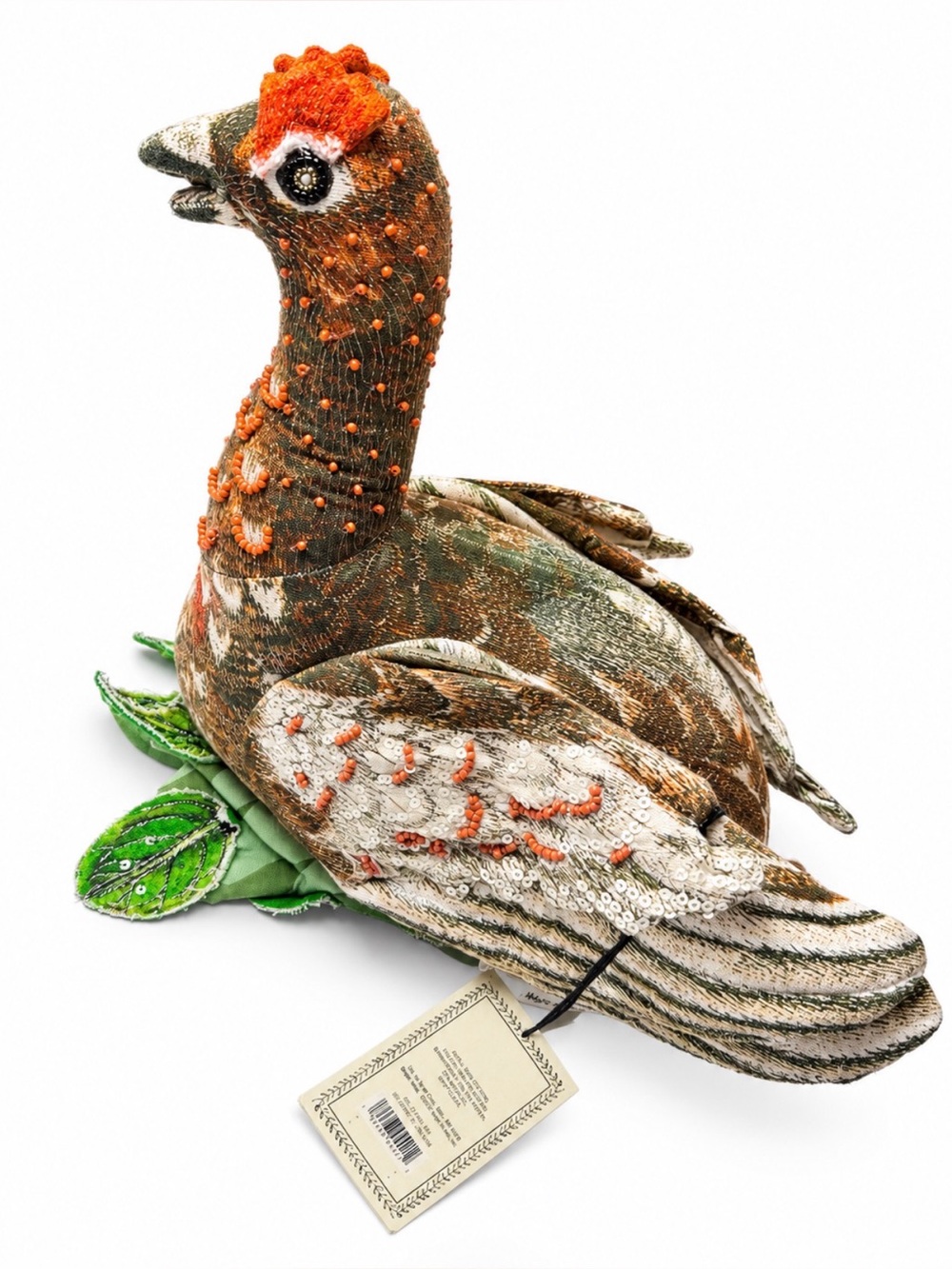 John Derian for Target Beaded Grouse Bird Decorative Pillow 11” x 15” Woodland